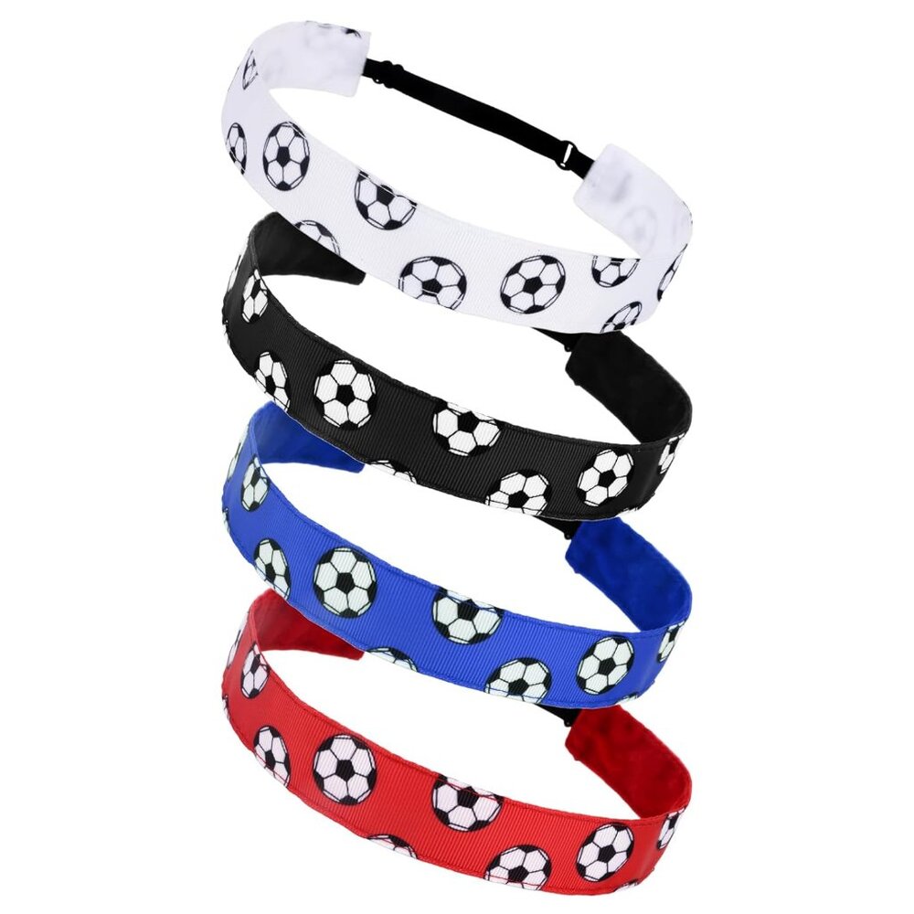 4Pcs Soccer Headband for Girls Adjustable Elastic Soccer Headbands for Women Soc